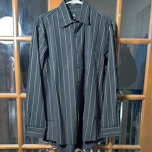 Calvin Klein Men's Black Striped Dress Shirt